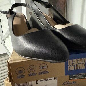 Clarks Collection Sling-Back Leather Pumps Kataleyna Step Black Size 8M